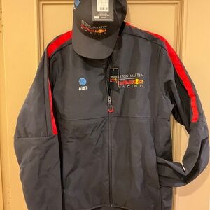 RED BULL Racing Aston Martin Stichd Fleece Rain Jacket & Hat Men’s Medium M NEW